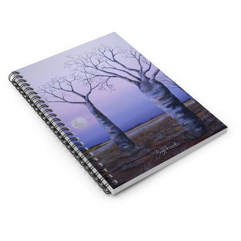Moonlit Birch Spiral Notebook – Purple Twilight Ruled Journal – Suzy ...