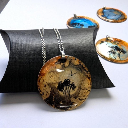 Hand Painted Pendant - Gold 1 -26