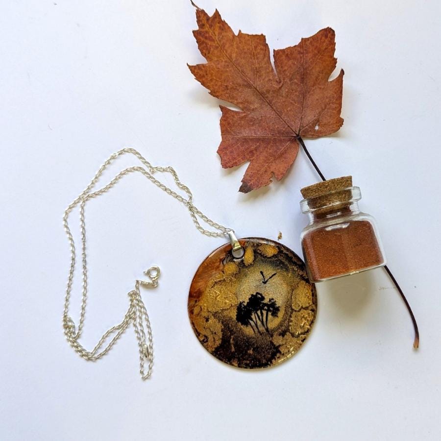 Hand Painted Pendant - Gold 1 -26